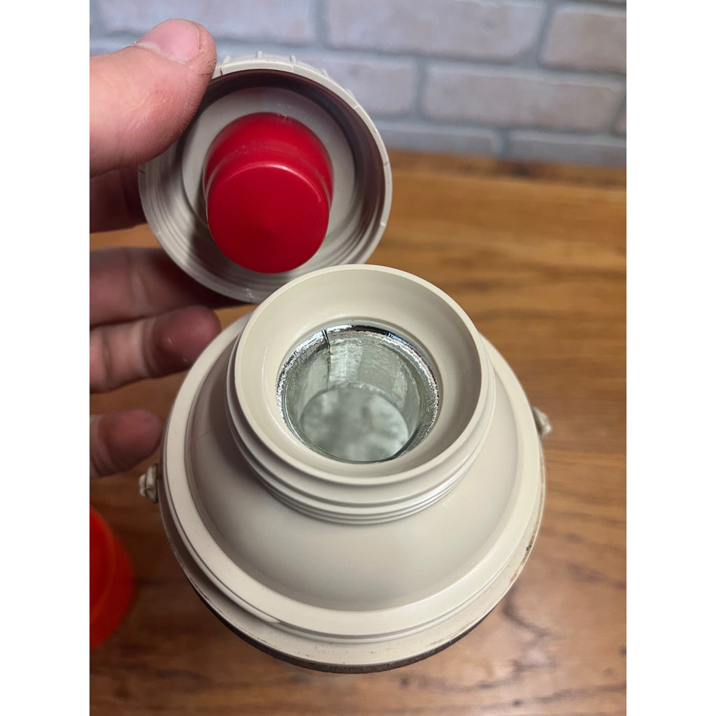 Vintage 1990 Dunkin Donuts Thermos Supergraphic Vacuum Bottle Coupon Orange