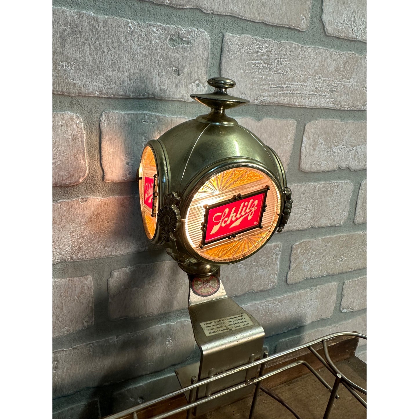 Vintage Schlitz Beer Lighted Advertising Table Mount Napkin Condiment Caddy