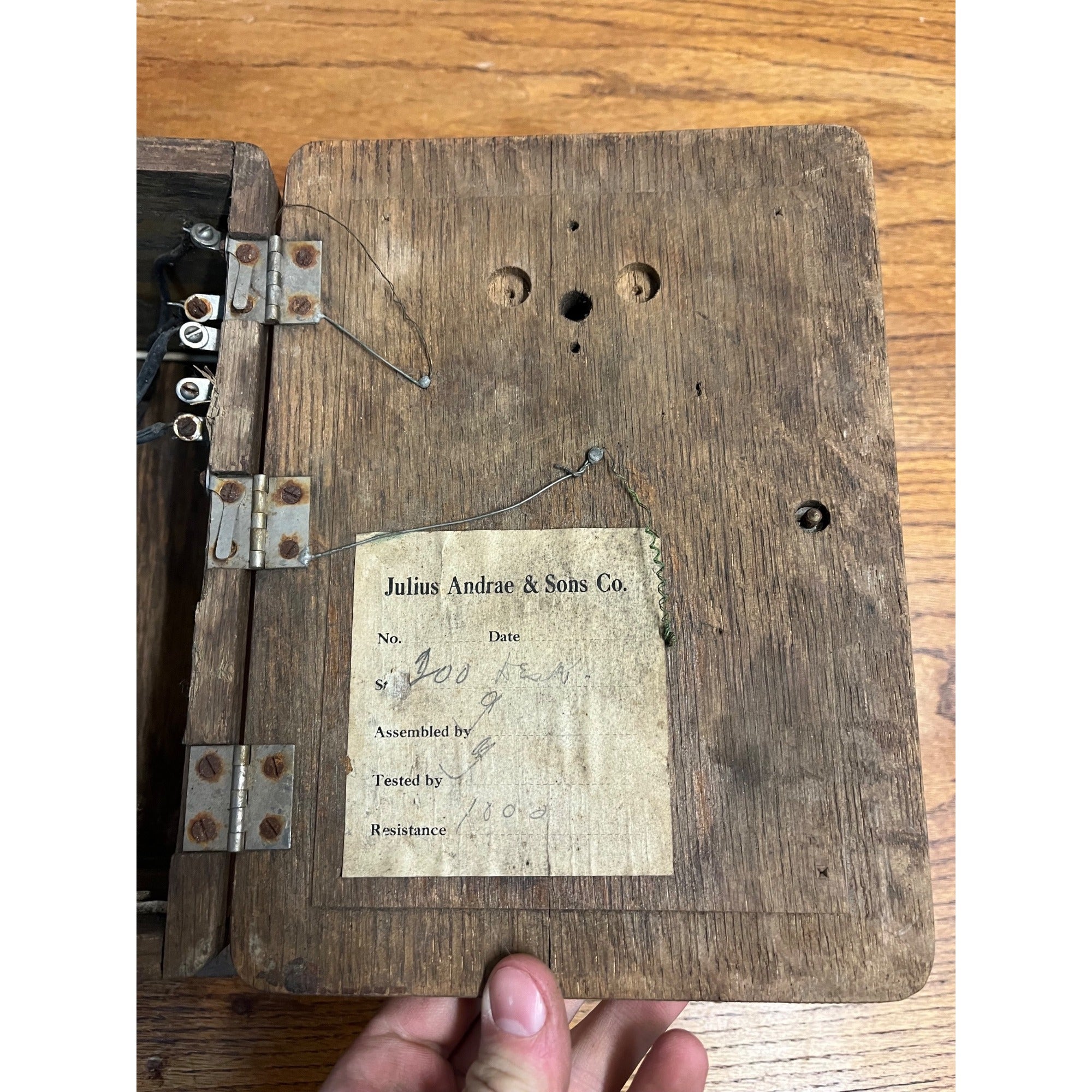 Antique Julius Andrae Co. Milwaukee Telephone Oak Ringer Box - Parts / Restore