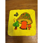Vintage 1970s CANNON Merry Mushroom Hand Towel 13" x 12" Retro Kitchen