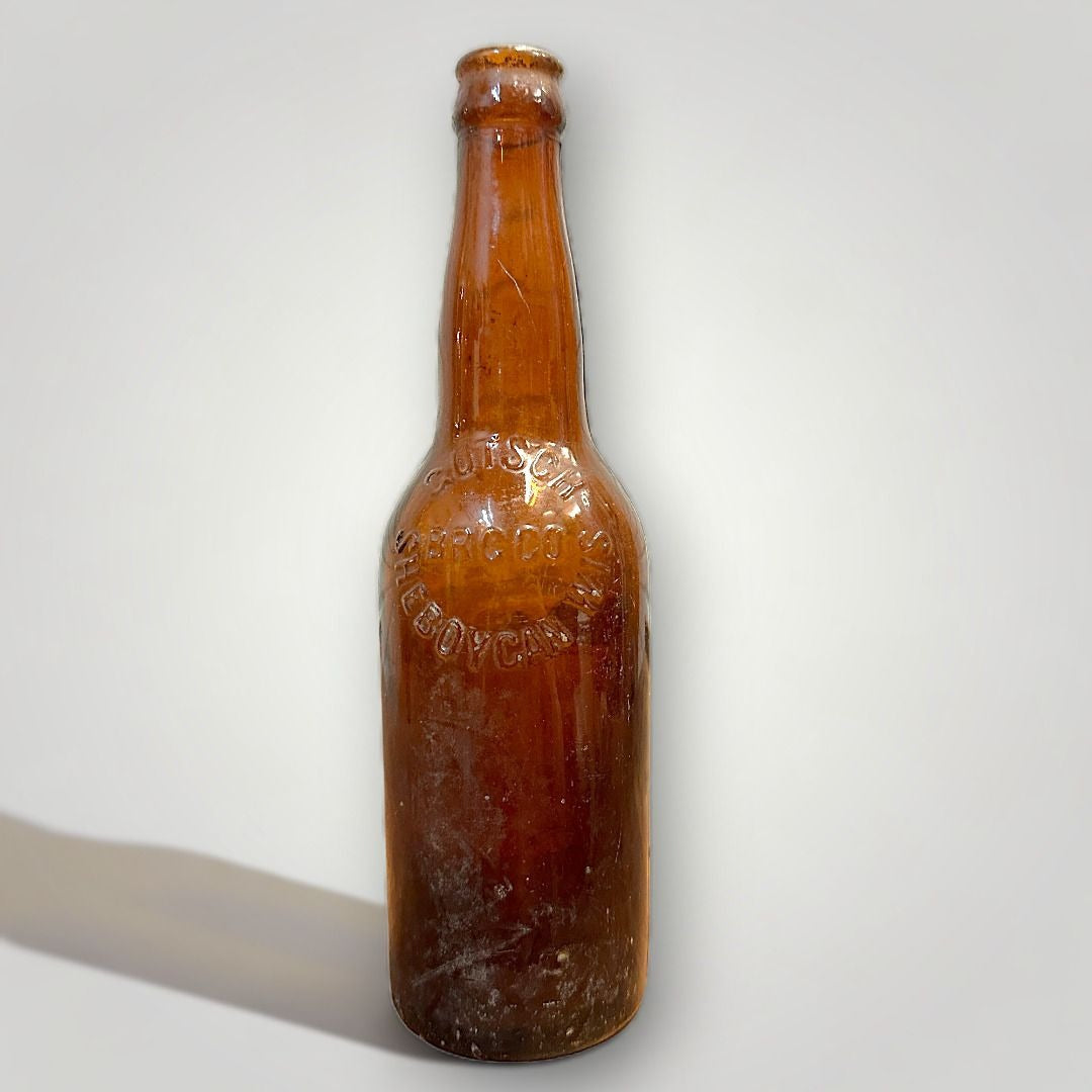 Vintage GUTSCH  Amber Embossed 12 oz. Beer Bottle SHEBOYGAN, WISCONSIN