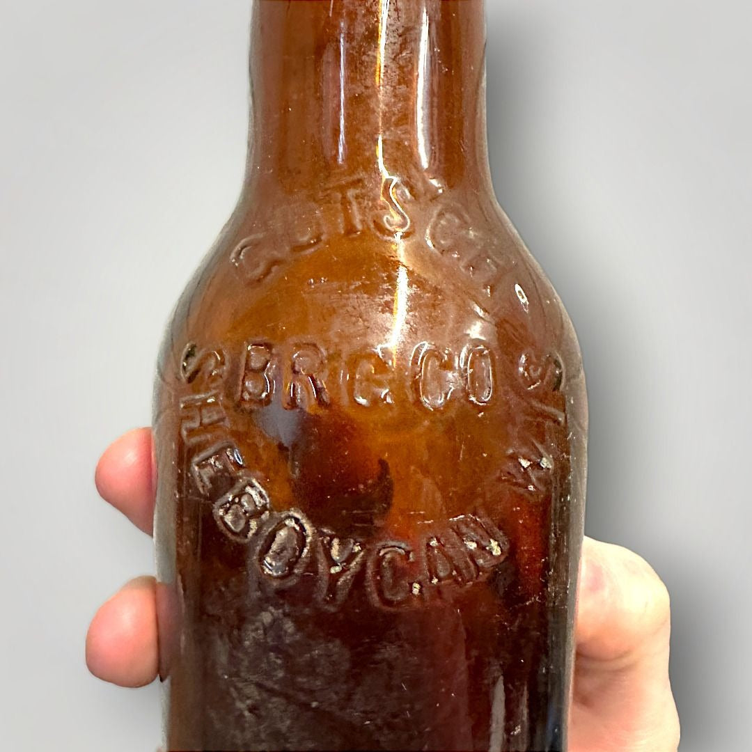 Vintage GUTSCH  Amber Embossed 12 oz. Beer Bottle SHEBOYGAN, WISCONSIN