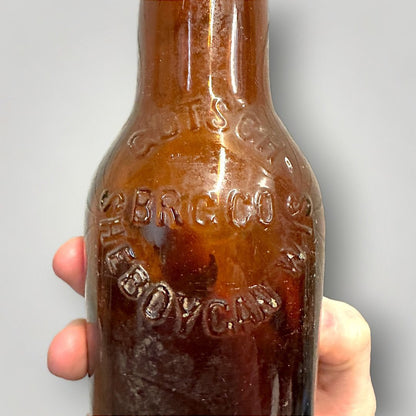 Vintage GUTSCH  Amber Embossed 12 oz. Beer Bottle SHEBOYGAN, WISCONSIN