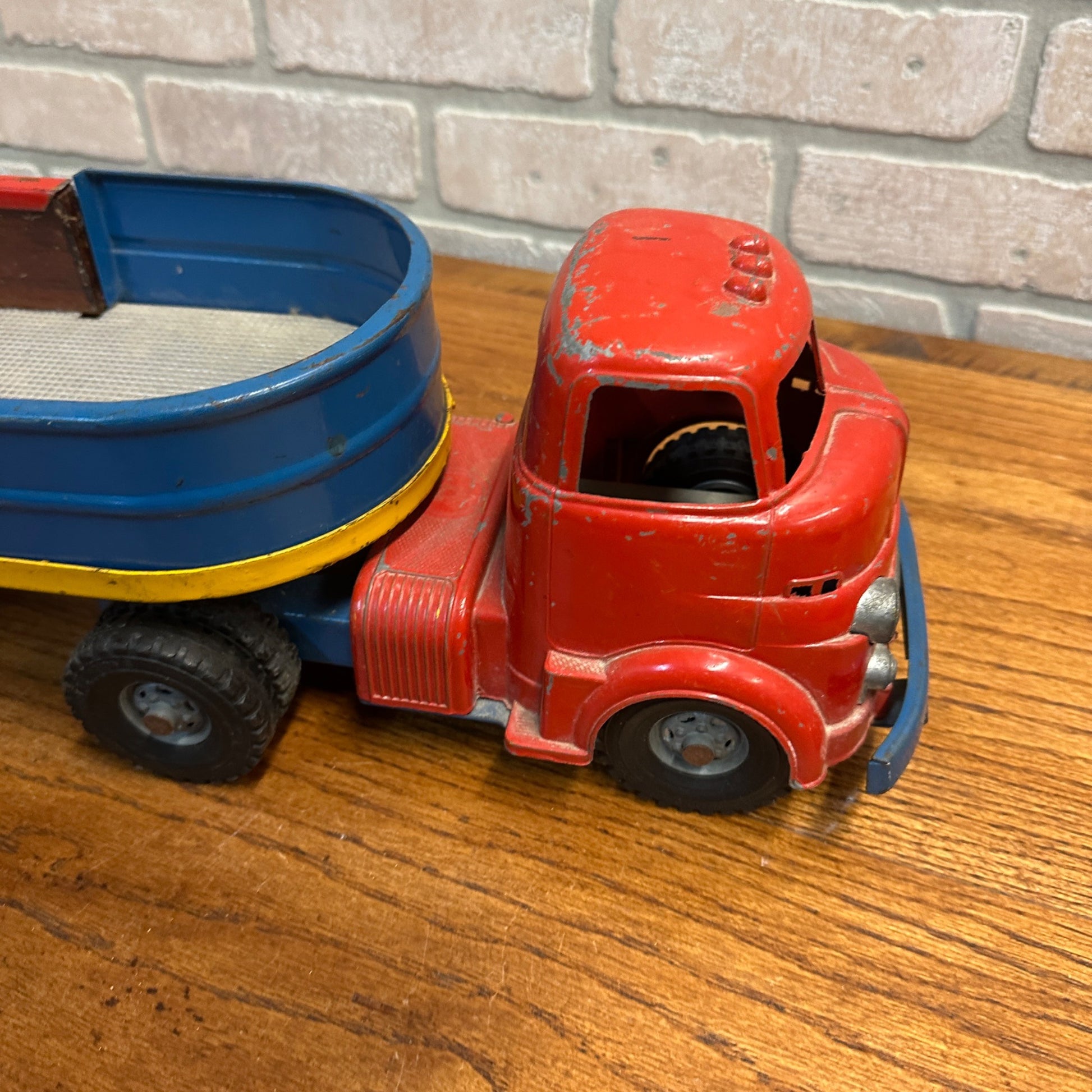 Wyandotte Motor Freight Lines Truck & Trailer Wood Sides Vintage Metal Toy