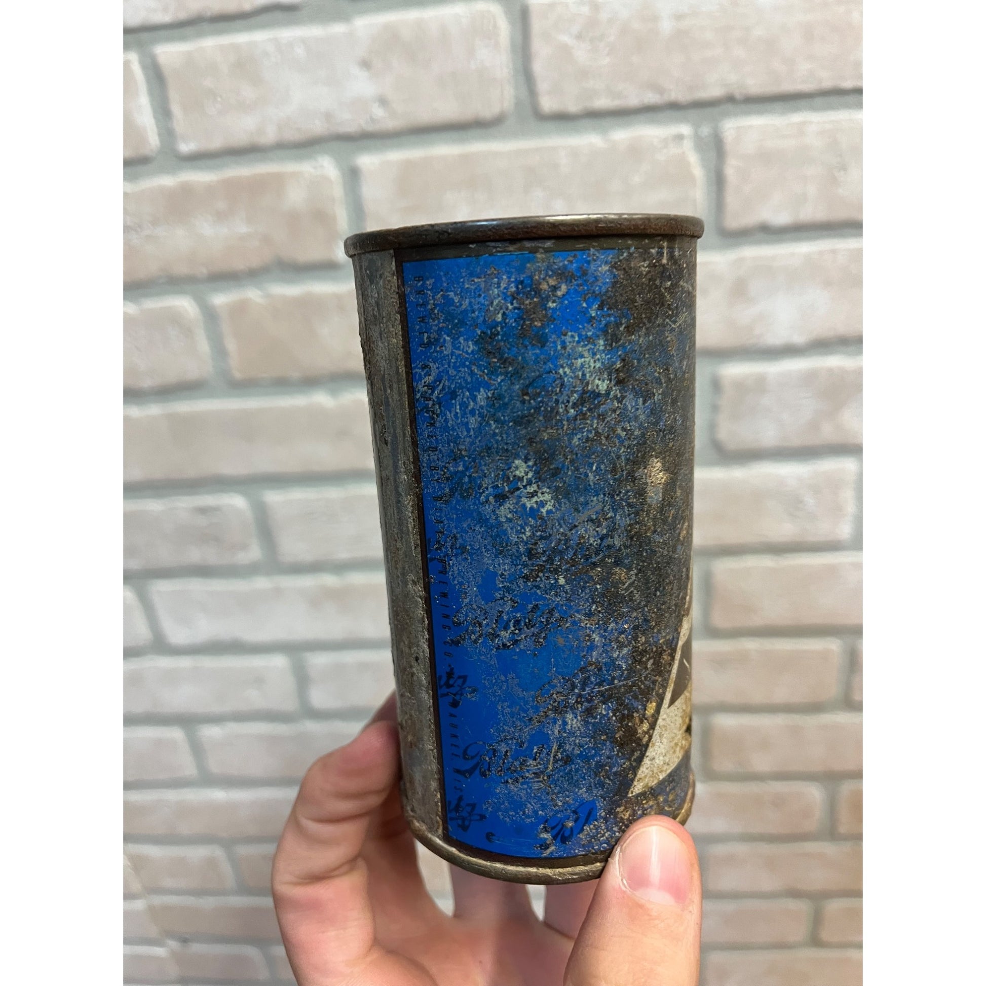 Blatz 1955 Christmas Beer Can RARE BLUE Milwaukee Vintage Flat Top Steel