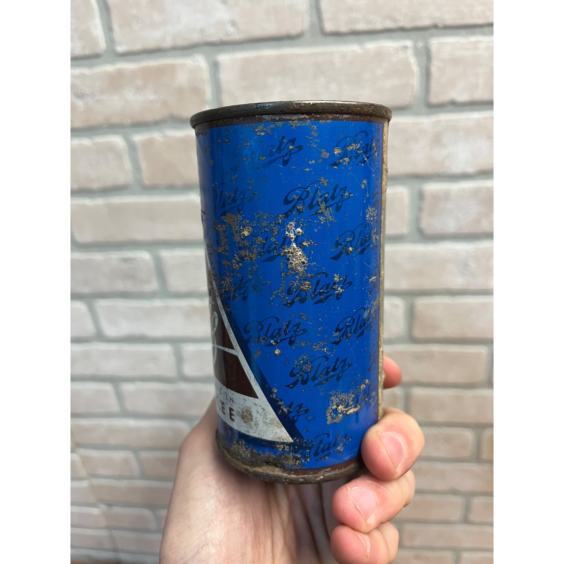Blatz 1955 Christmas Beer Can RARE BLUE Milwaukee Vintage Flat Top Steel