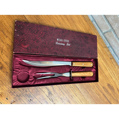 Vintage Wear-Ever Carving Set Knife & Fork NO 205 MCM Mid-Century w/ Box