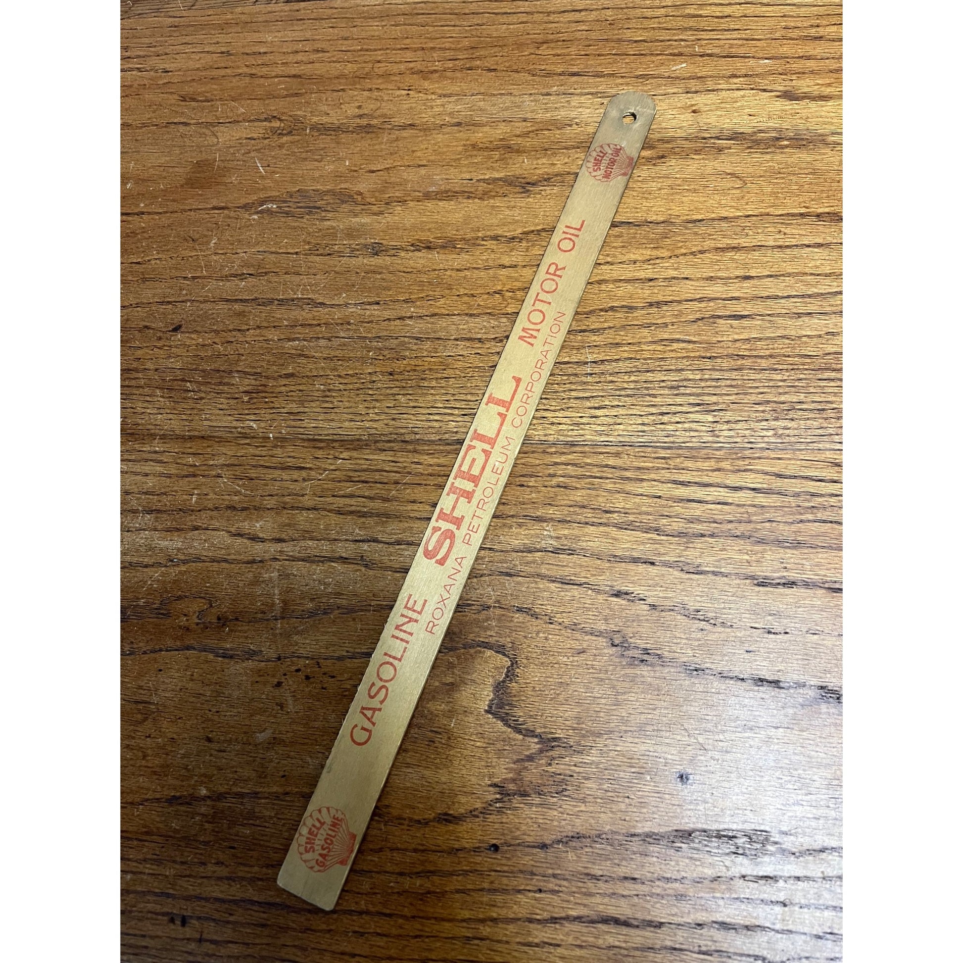 Vintage Shell Motor Oil Gasoline Gauge Wooden Advertising Stick Service Station