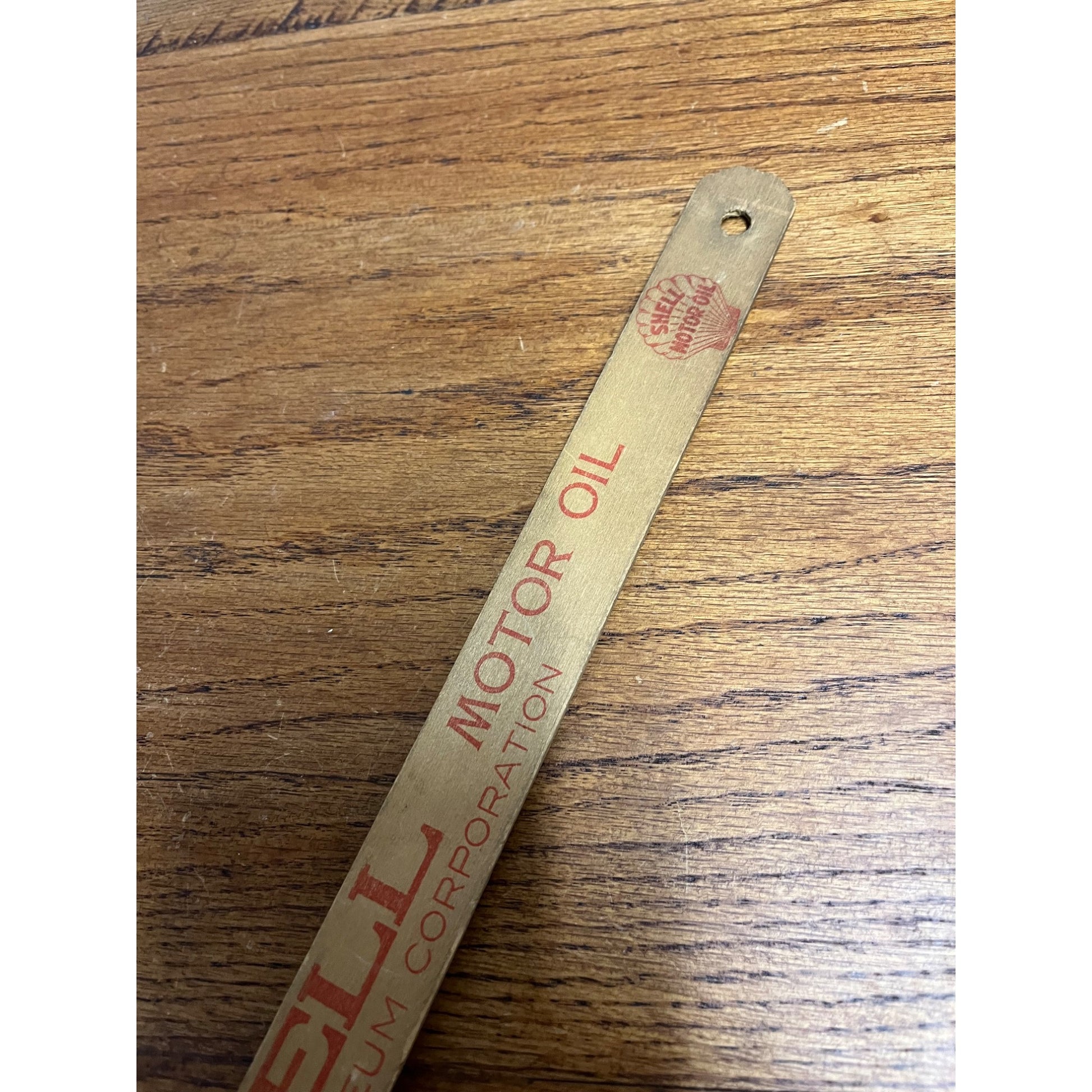 Vintage Shell Motor Oil Gasoline Gauge Wooden Advertising Stick Service Station