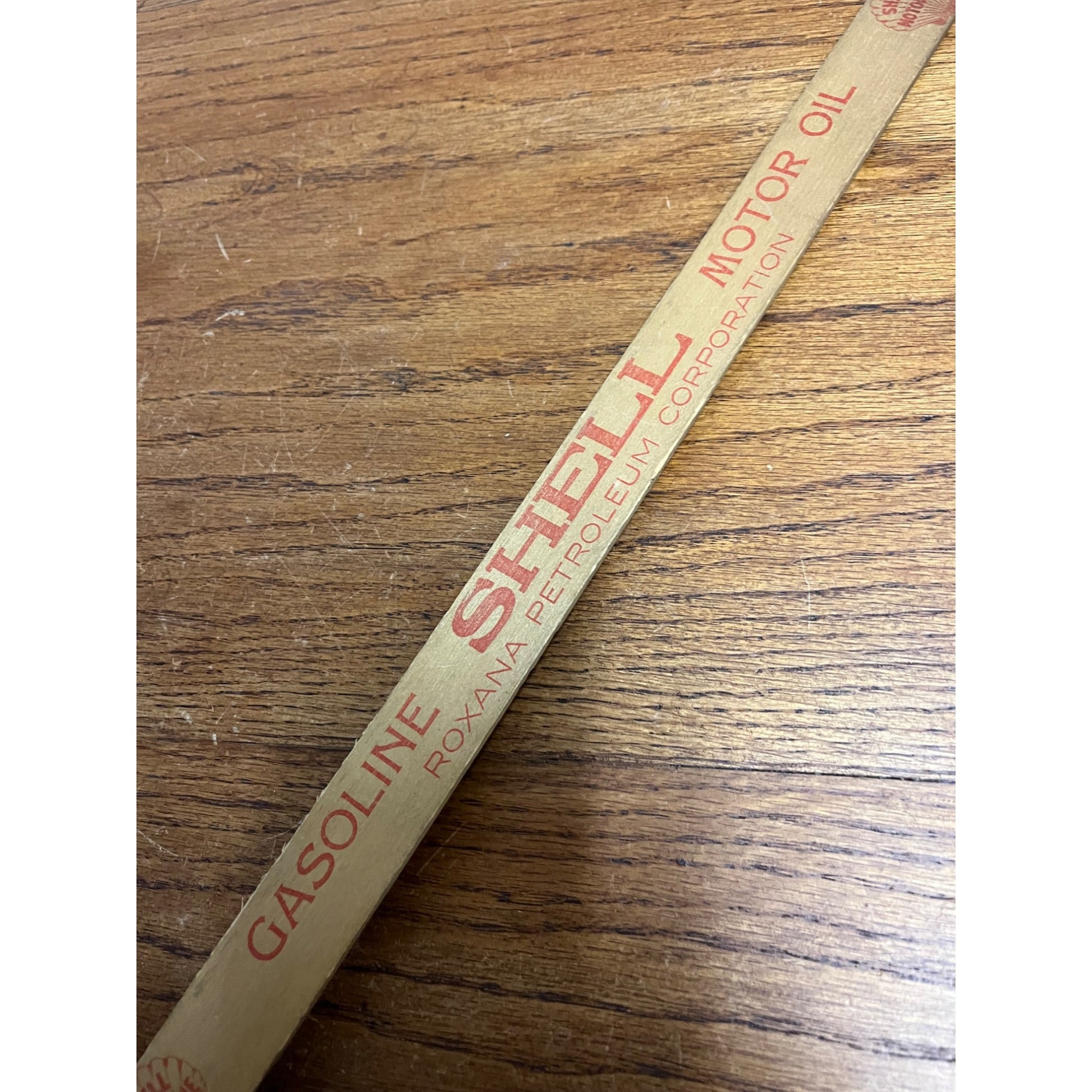 Vintage Shell Motor Oil Gasoline Gauge Wooden Advertising Stick Service Station