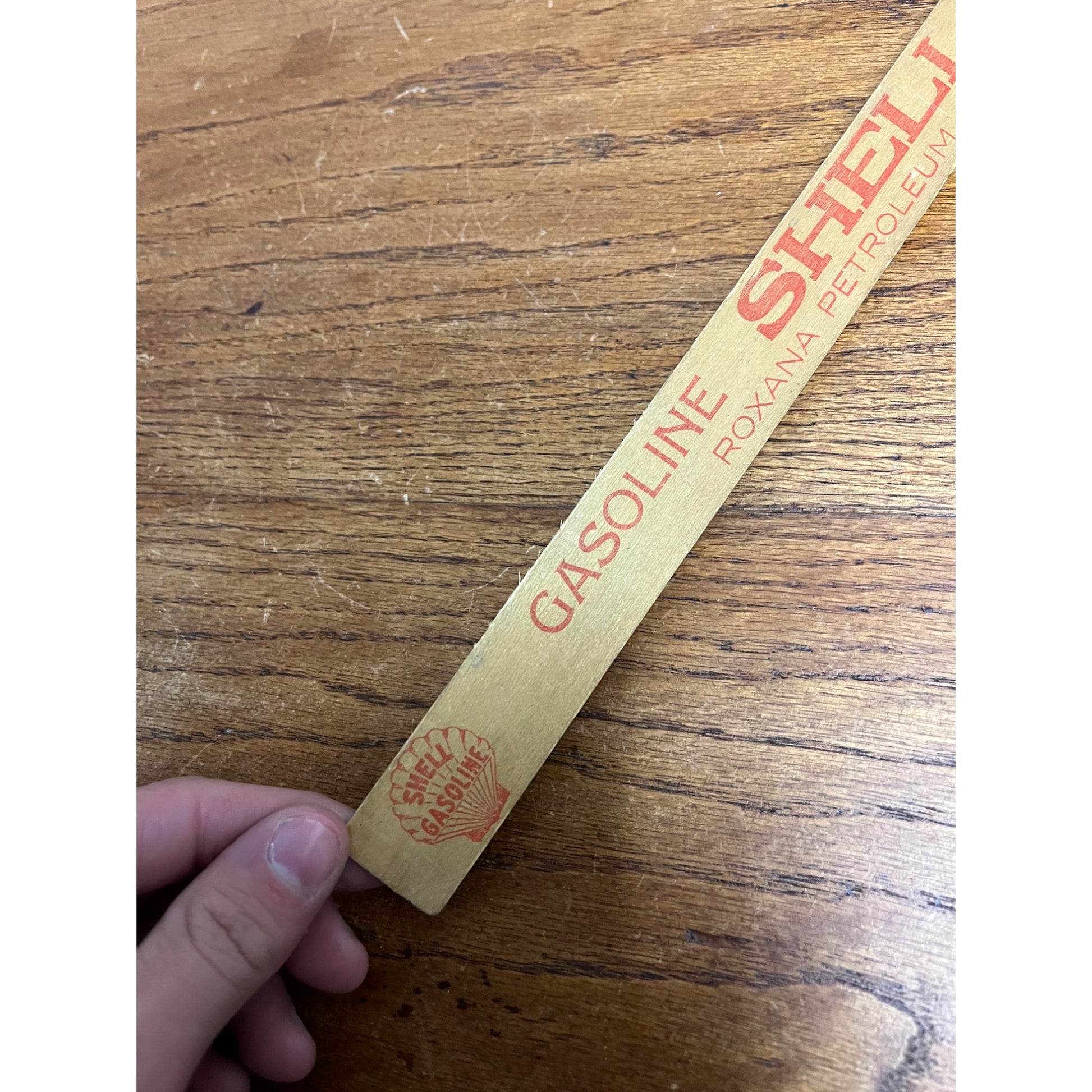 Vintage Shell Motor Oil Gasoline Gauge Wooden Advertising Stick Service Station
