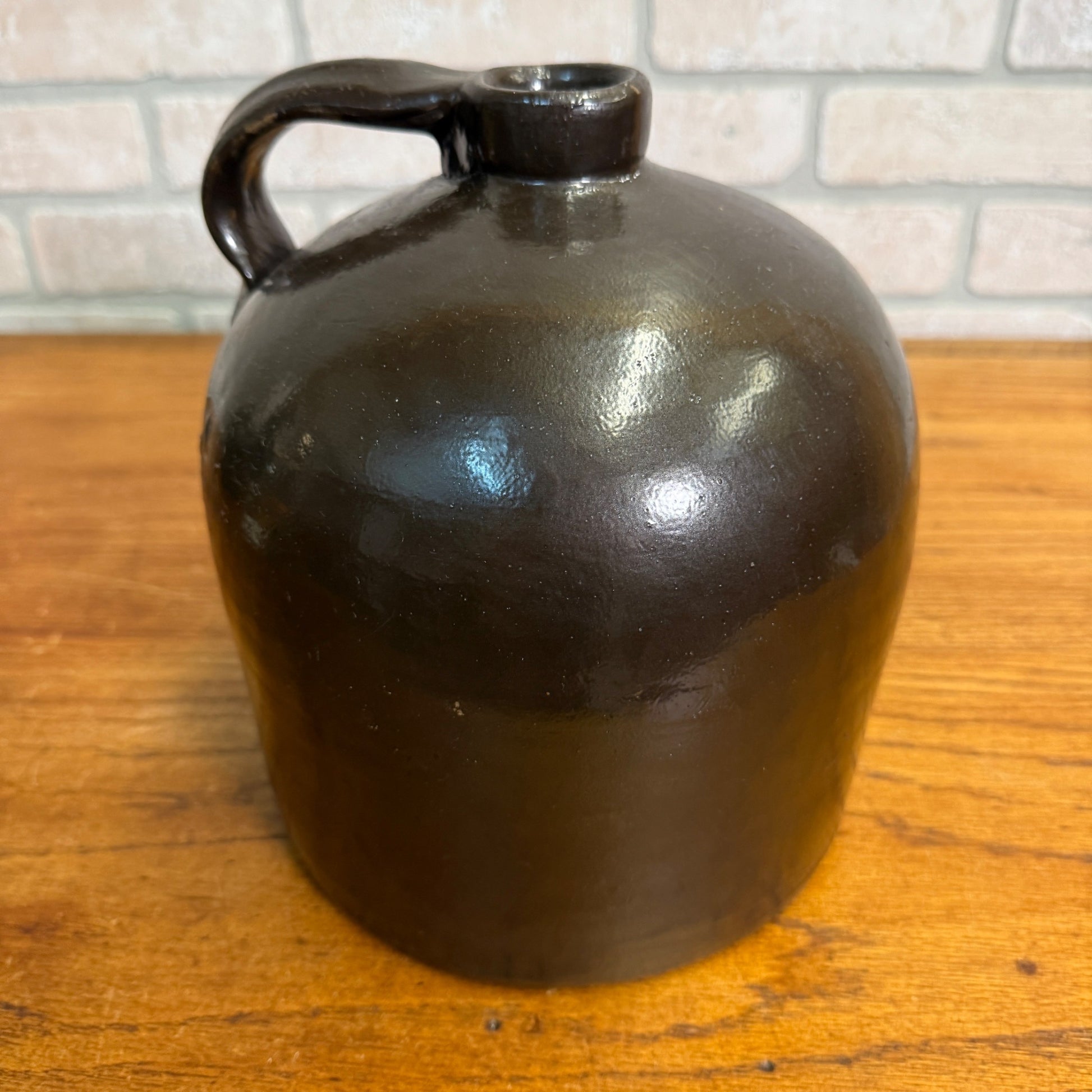 Antique Stoneware Shoulder Smooth Common Jug Moonshine Brown Glazed