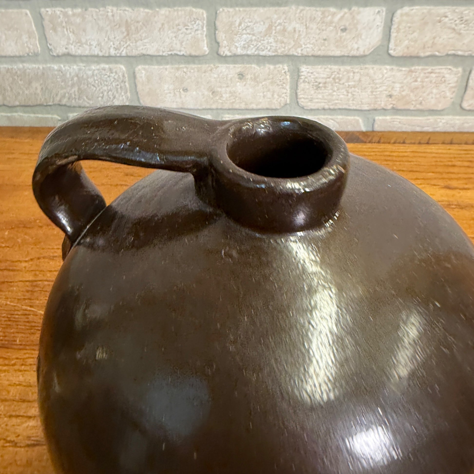 Antique Stoneware Shoulder Smooth Common Jug Moonshine Brown Glazed