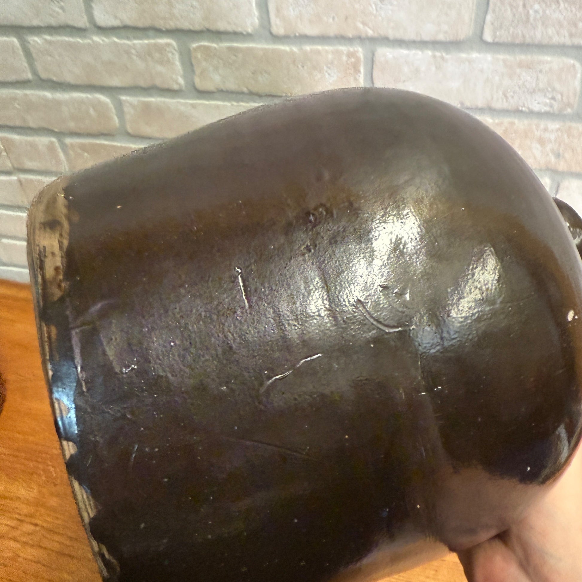 Antique Stoneware Shoulder Smooth Common Jug Moonshine Brown Glazed
