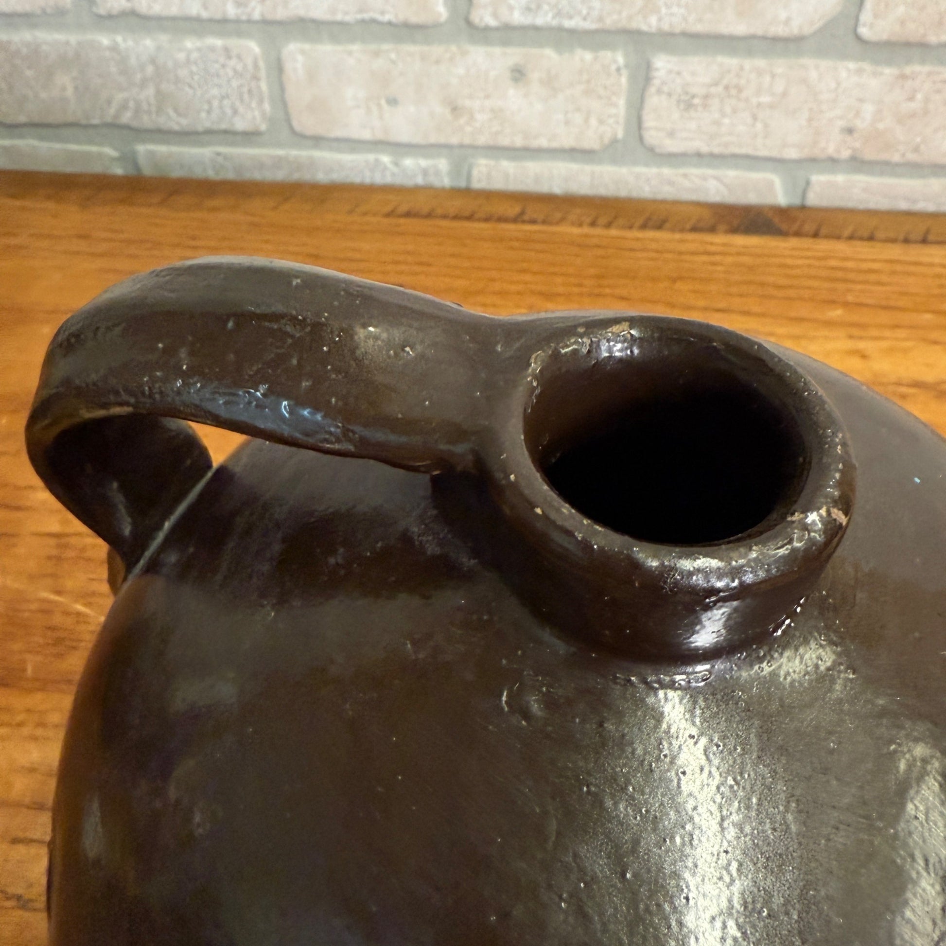 Antique Stoneware Shoulder Smooth Common Jug Moonshine Brown Glazed
