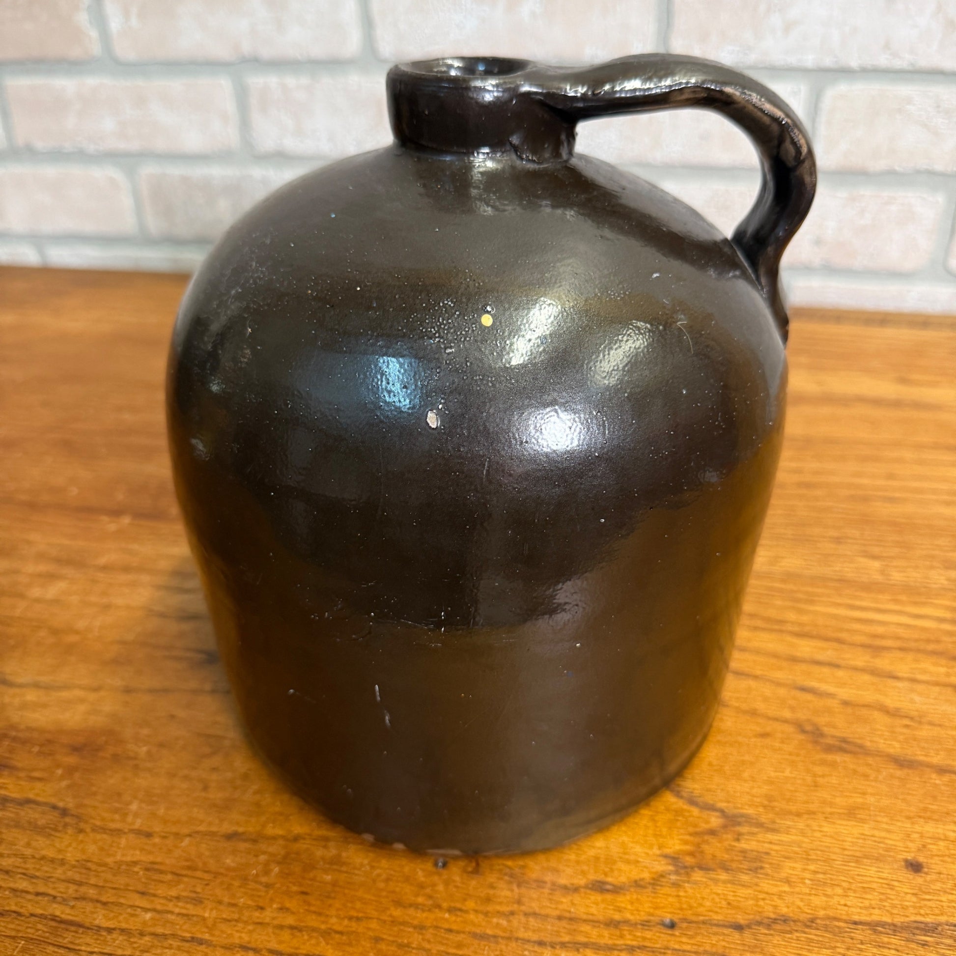 Antique Stoneware Shoulder Smooth Common Jug Moonshine Brown Glazed