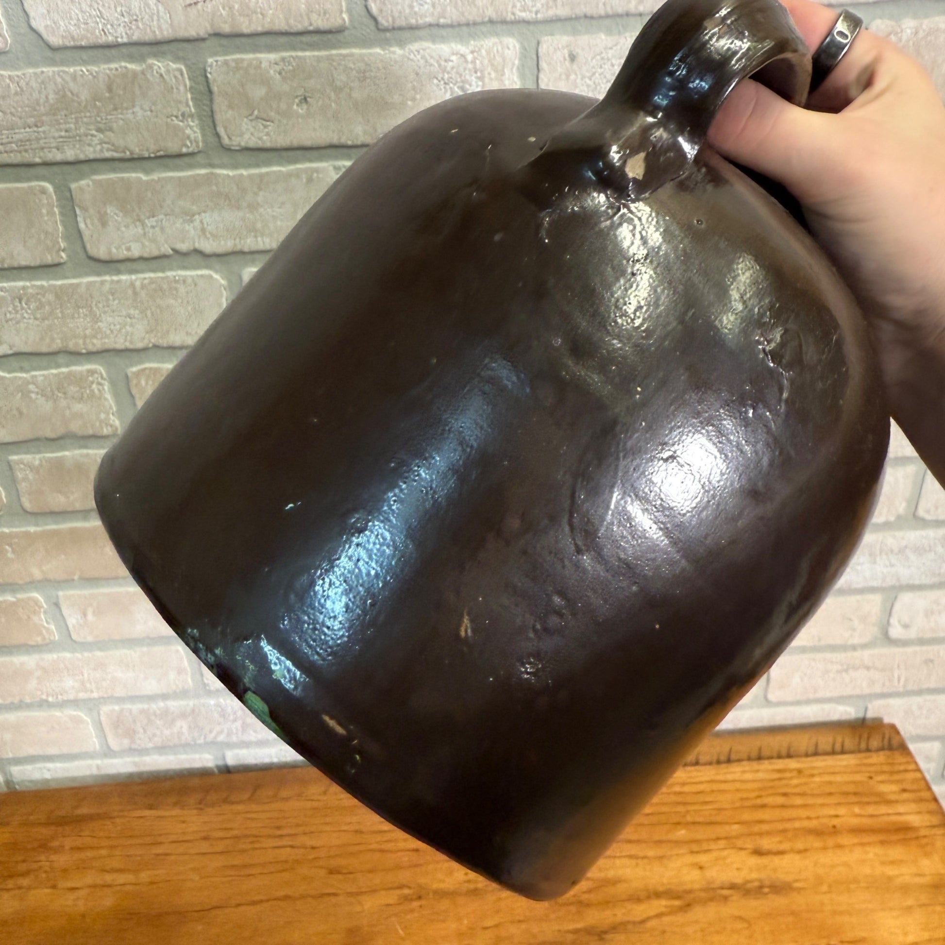 Antique Stoneware Shoulder Smooth Common Jug Moonshine Brown Glazed