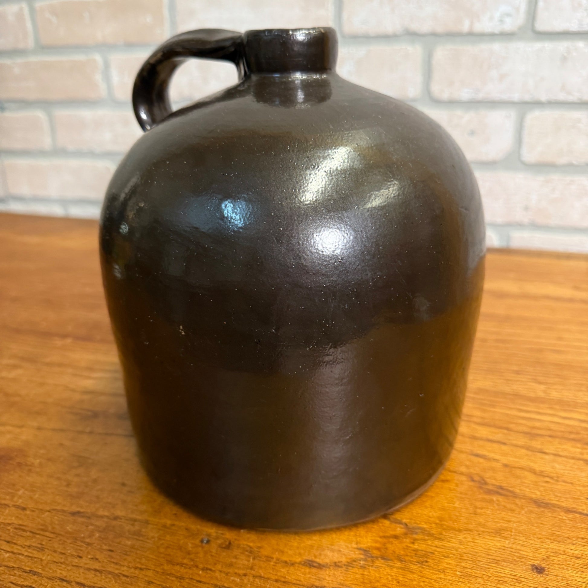 Antique Stoneware Shoulder Smooth Common Jug Moonshine Brown Glazed