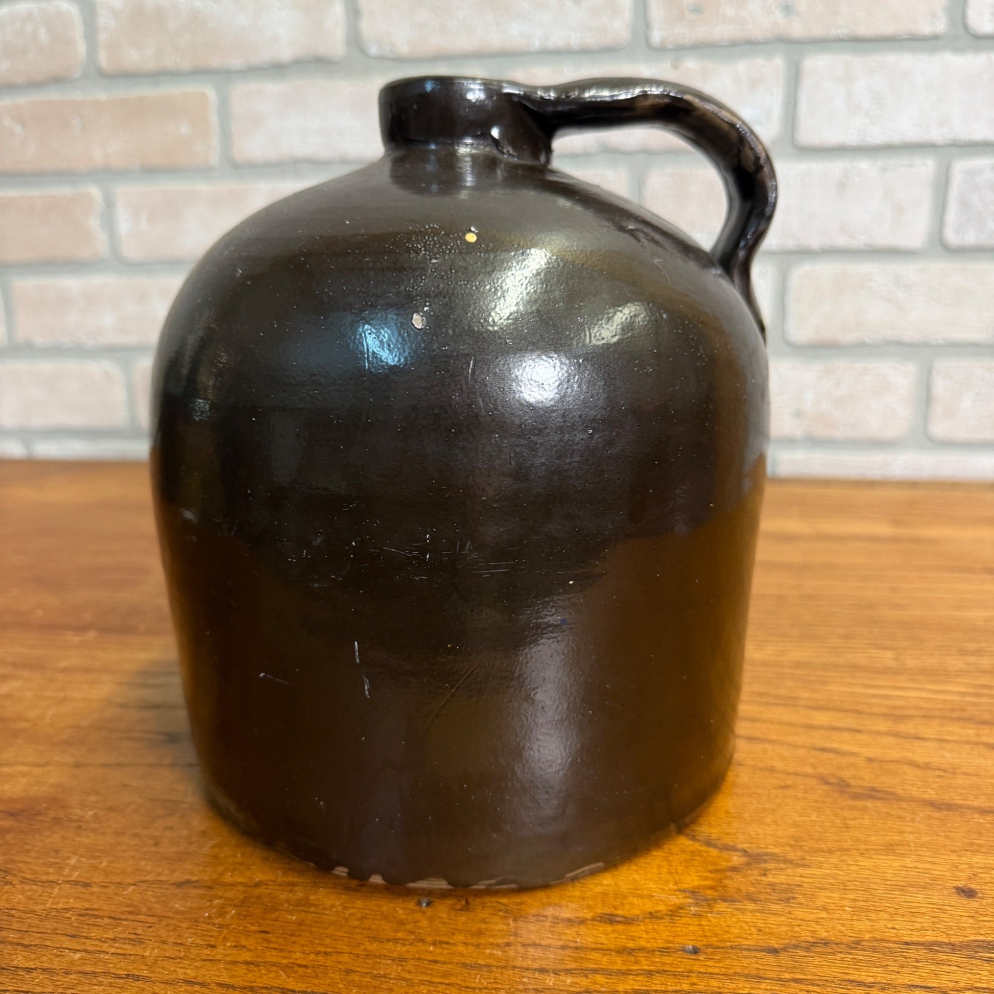 Antique Stoneware Shoulder Smooth Common Jug Moonshine Brown Glazed