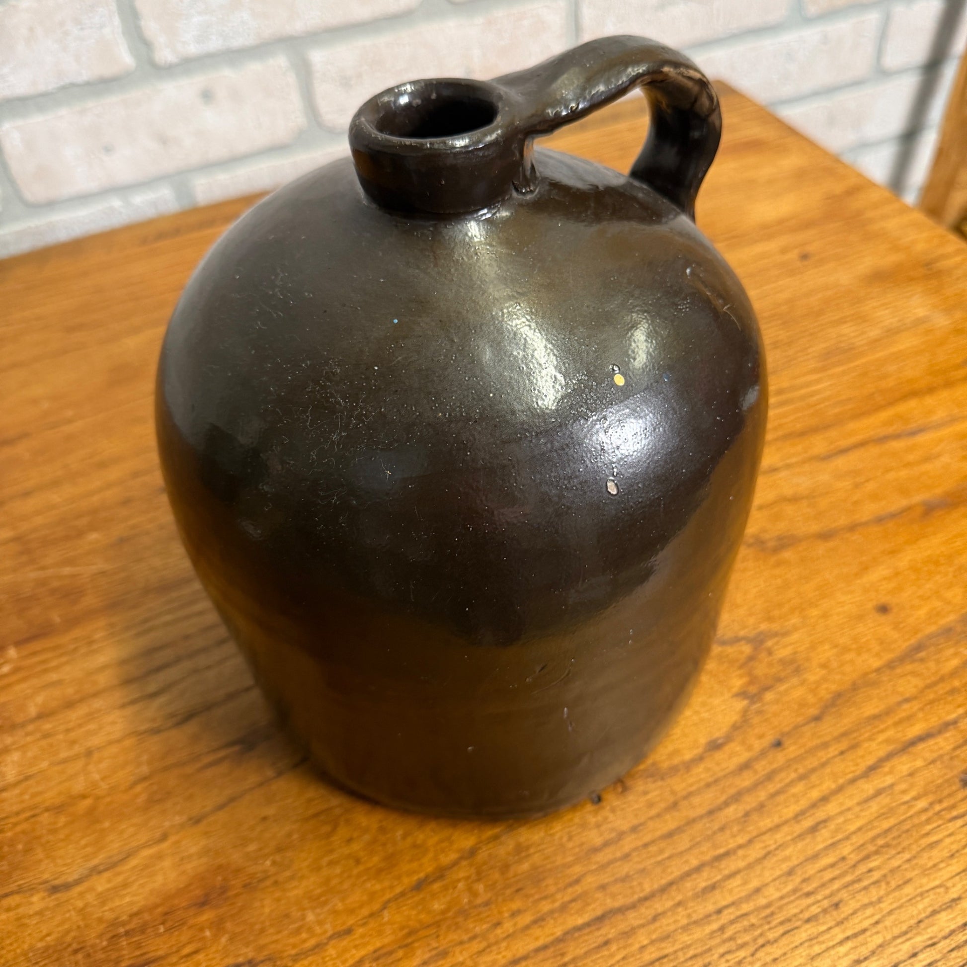 Antique Stoneware Shoulder Smooth Common Jug Moonshine Brown Glazed