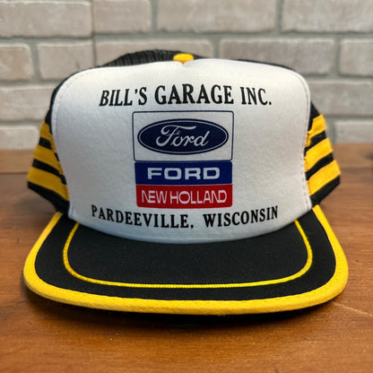 Vintage Ford New Holland Wis Retro Snapback Mesh Trucker Hat Cap 3-Stripe