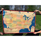 RARE Vintage 1950s Esso Standard Oil United States Map Promo Advertising Sign