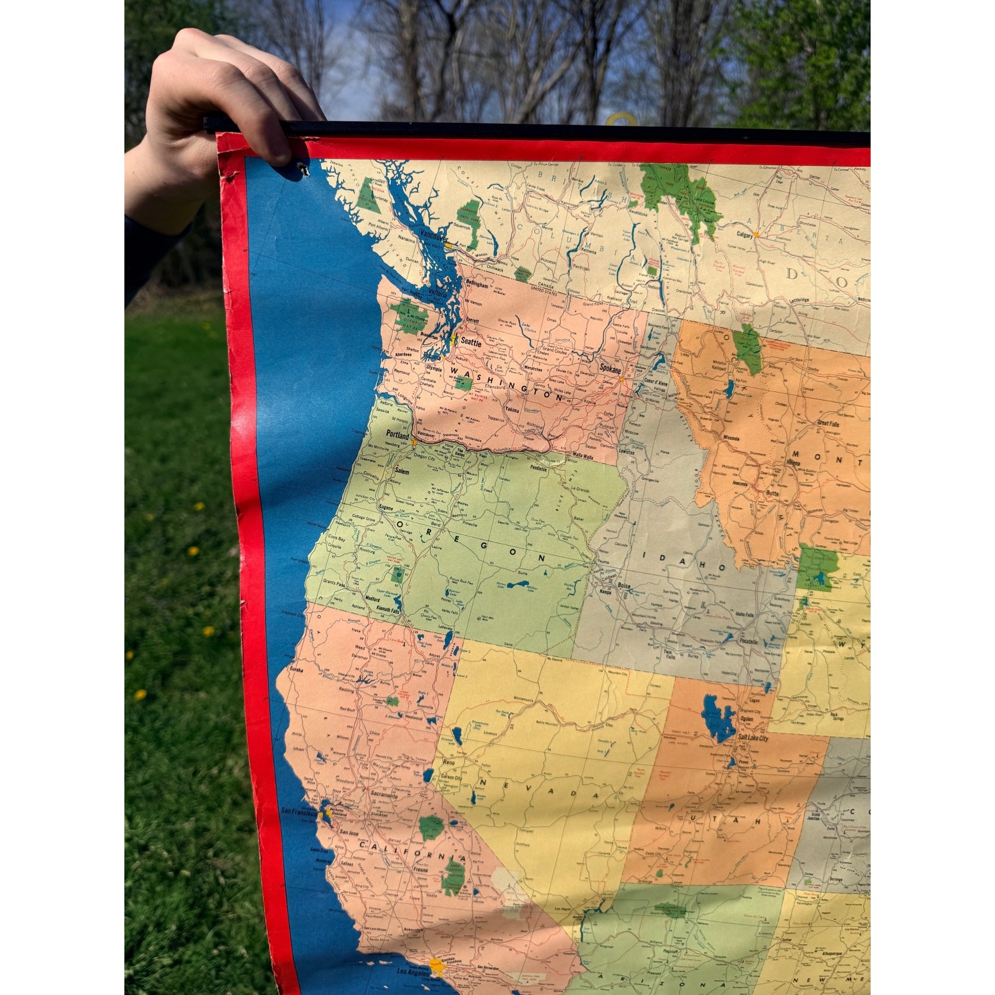 RARE Vintage 1950s Esso Standard Oil United States Map Promo Advertising Sign