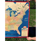 RARE Vintage 1950s Esso Standard Oil United States Map Promo Advertising Sign