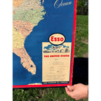RARE Vintage 1950s Esso Standard Oil United States Map Promo Advertising Sign