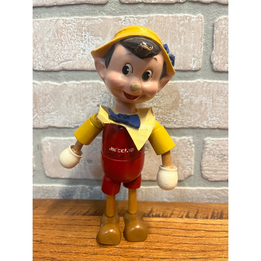 Vintage 1940s Ideal Toy Wooden Jointed Pinocchio Doll Walt Disney 8" Tall
