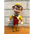 Vintage 1940s Ideal Toy Wooden Jointed Pinocchio Doll Walt Disney 8" Tall