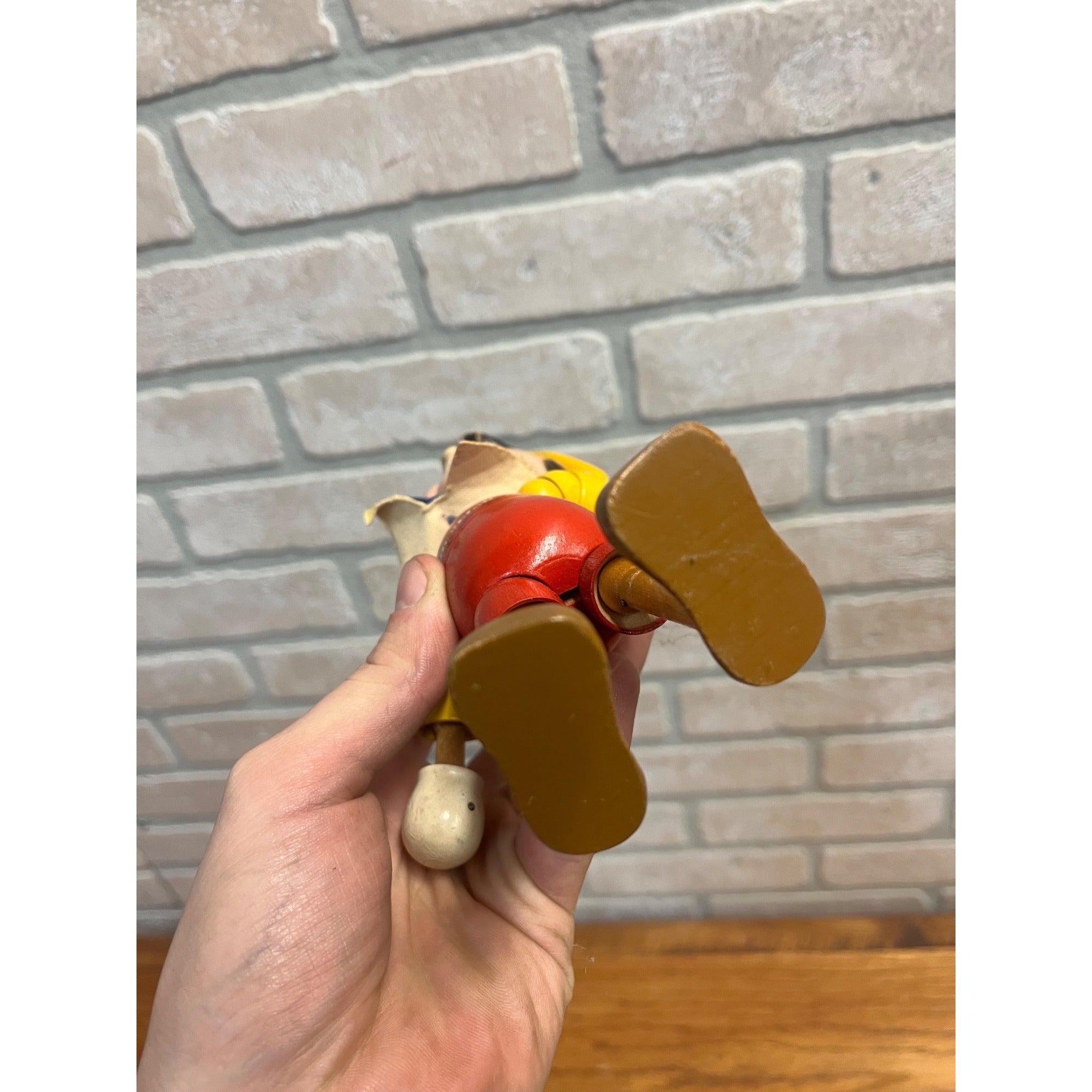 Vintage 1940s Ideal Toy Wooden Jointed Pinocchio Doll Walt Disney 8" Tall