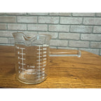 Vintage Glass Pouring Beaker Spout with Handle 3.5" Tall Clear cook Ware 7oz 220ml
