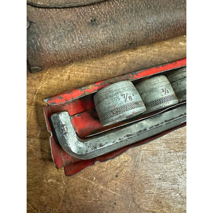 Vintage 1920s Hex Drive Socket Set w/ Leather Case Motorcycle Automobile Kit