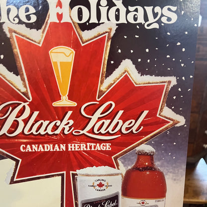 Vintage 1981 Carling Black Label Beer Easel Back Holidays Advertising Sign Heileman's