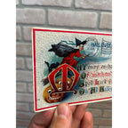 Early 1900's Halloween Postcard #142 Witch & Black Cat Flying on a Broom Stick