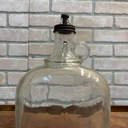Antique Perfection Kerosene Oil Cooking Stove Fuel Glass Jug Bottle Reservoir w/ Spring Cap