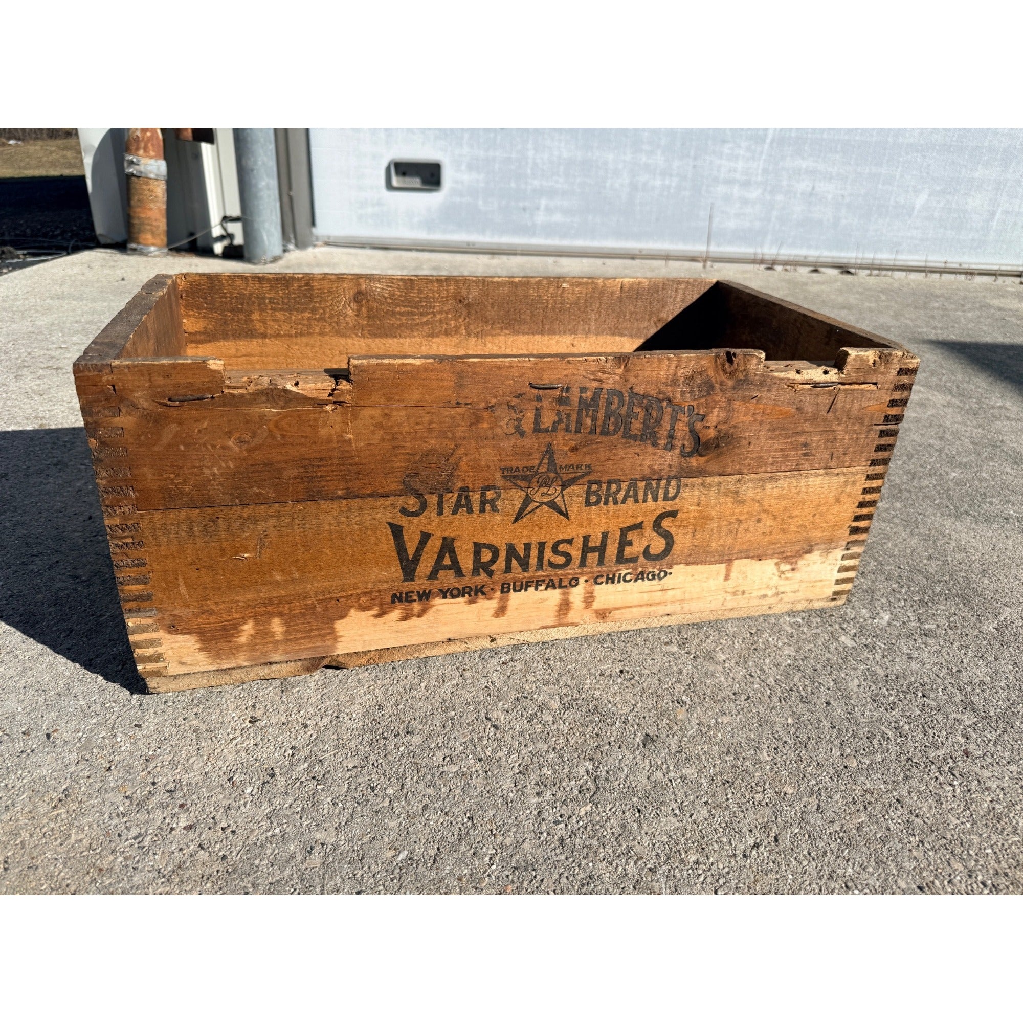 Vintage Pratt & Lamberts Star Brand Varnished Wooden Crate Box Rustic Decor