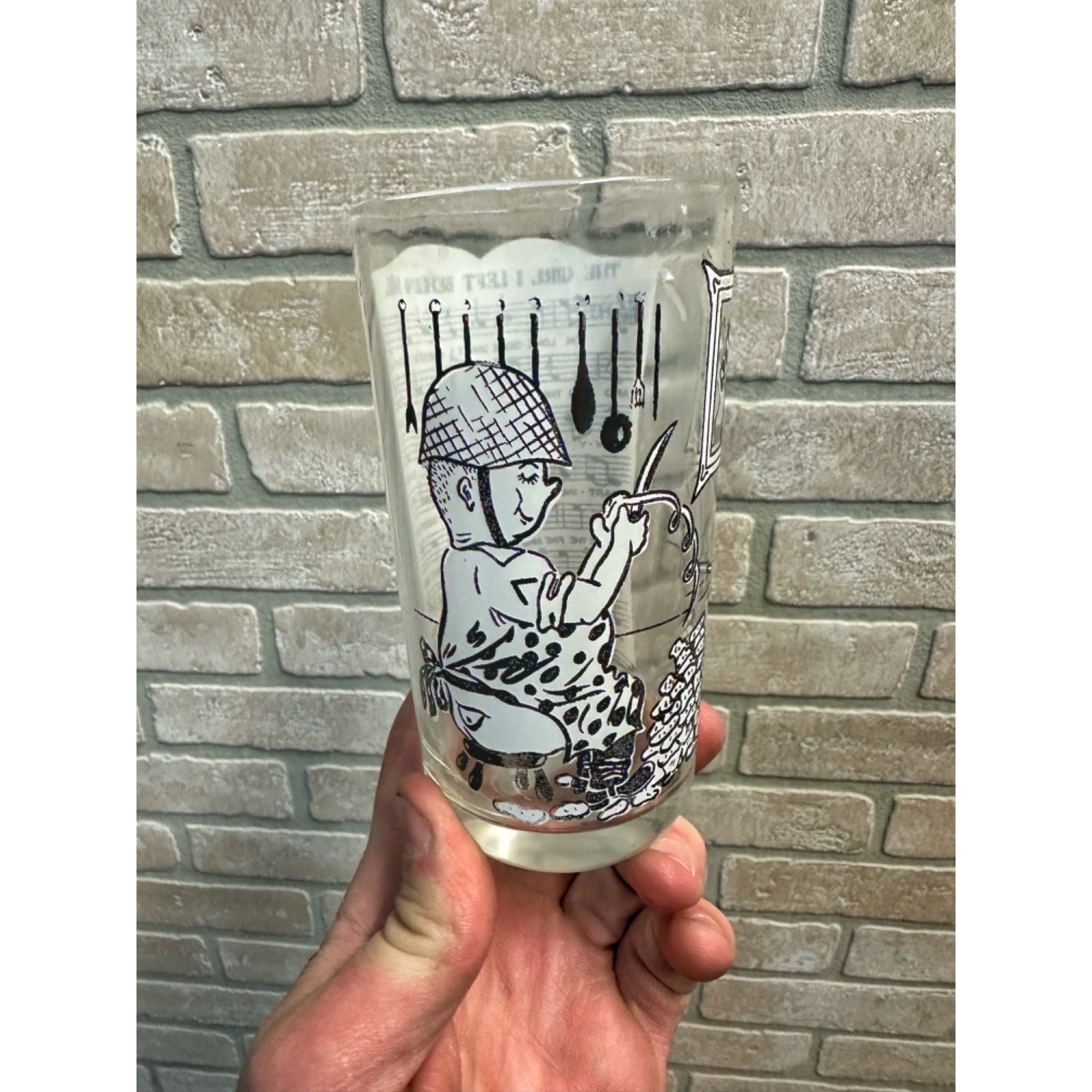 1950'S BIG TOP PEANUT BUTTER OLD TIME SONGS "THE GIRL I LEFT BEHIND ME" GLASS