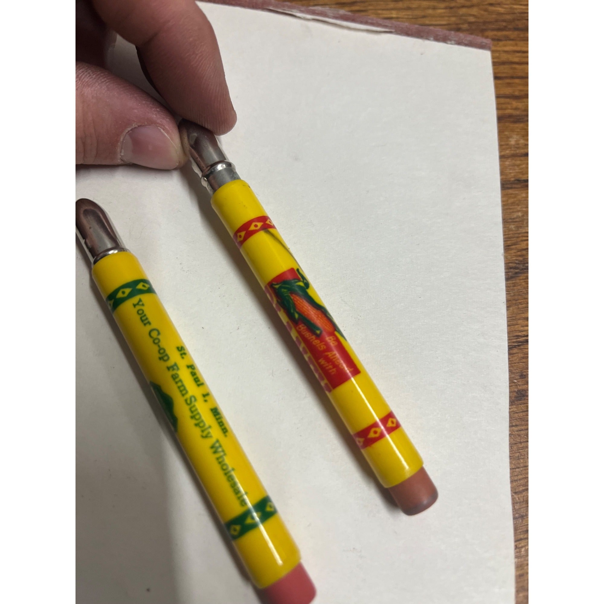 Vintage (2) Blaney Seeds & Farmers Union Co-Op Farm Advertising Bullet Pencils