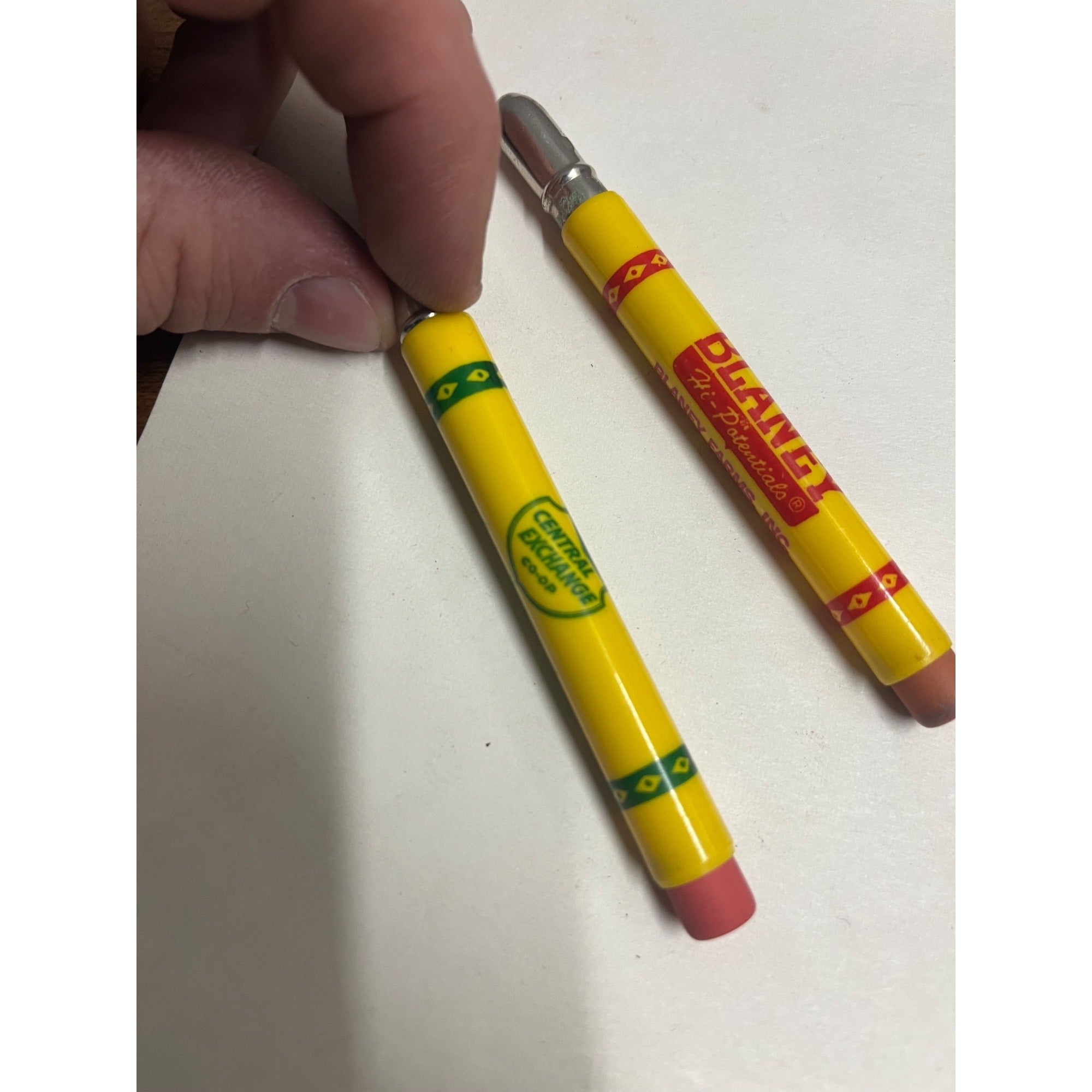 Vintage (2) Blaney Seeds & Farmers Union Co-Op Farm Advertising Bullet Pencils