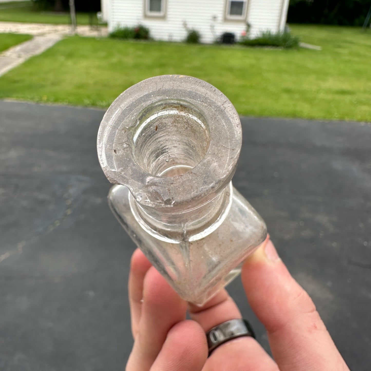 Antique "Sewing Machine OIl" Clear Embossed Glass Bottle Singer?