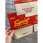 SCARCE Squirt 6-pack Cardboard Pop NOS Soda Bottle Carrier Tote Red Yellow 1947