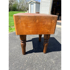Antique Maple Butcher Block Table – Solid Wood, Farmhouse Kitchen Prep Table Vintage