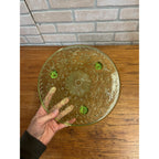 Vintage 1930s Jeannette Sunflower Uranium Glass Green Depression Cake Stand