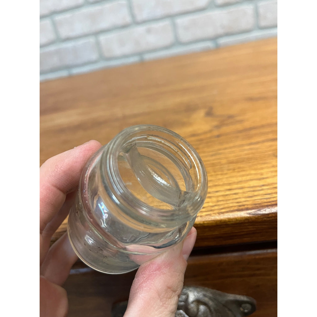 Vintage Ink Jar Bottle Clear Glass 2.5" Tall With Ink Lip -- NO Lid