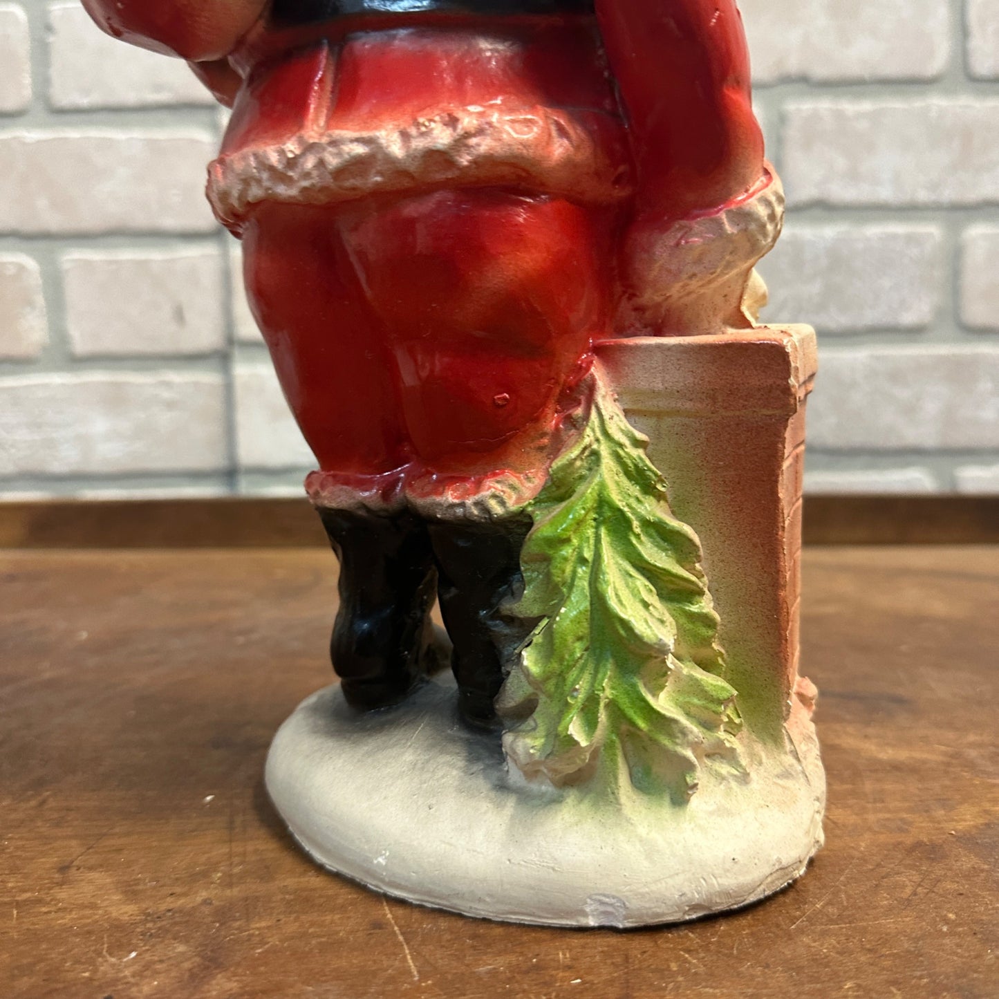 Antique Vintage 1930s Santa Claus & Chimney Plaster Chalkware Coin Bank 13.5"