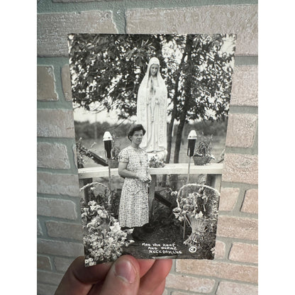 Vintage 1900s RPPC Postcard Mrs Van Hoof Holy Shrine Necedah Wis Wisconsin