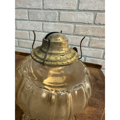 Vintage 1930s "Giant" Thumbprint Panel Glass Oil Kerosene Lamp w/ Eagle Burner