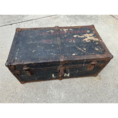 Original WWI Lieutenant Leroy Nortman 33rd Division Storage Trunk Foot Locker WW1